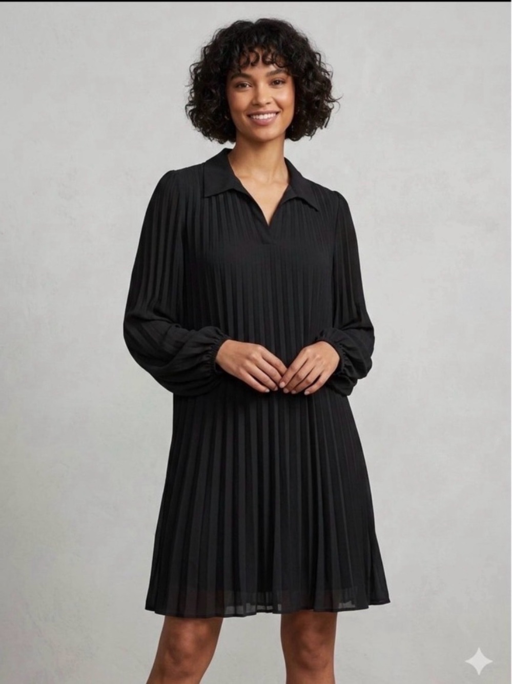 Nine West Black Maxi Dress with Collared V-Neck